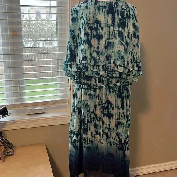 [3XL/24]MichelStudio Collection Blue Tie Dye  Sleeveless MIDI Dress - Picture 7 of 11